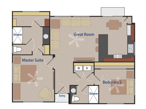 THE BATLEUR 2 bedroom 2 bathroom 965 square feet floor plan at Casitas At San Marcos in Chandler, AZ
